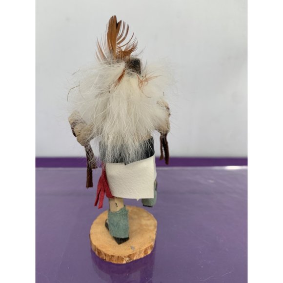 Kachina 4.5” Doll Native American Navajo Badger Dancing Wooden Feathered with Le - Picture 3 of 8